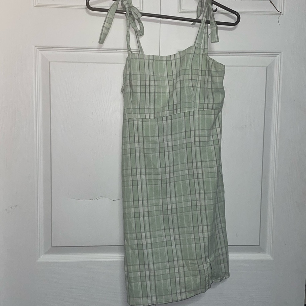Hollister Mini Dress Womens Medium Green Plaid Slip On